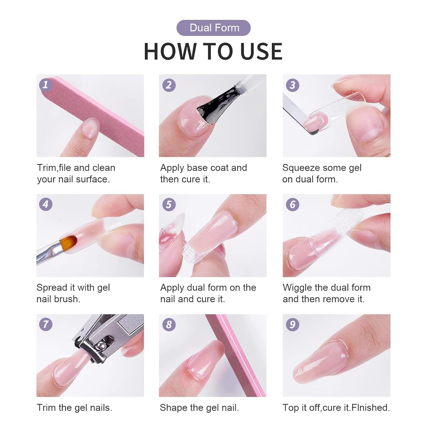 X&D Poly Gel Nail Kit 5 Colors Natural Clear Poly Nail Gel Kit Nail Extension Builder Nail Gel with Nail Glue Gel,Dual Forms, Nail Forms, Brush, File Set