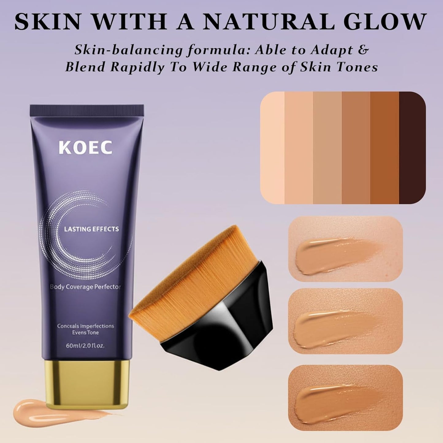 Body Makeup Waterproof No Transfer - All Over Complexion Perfector, Leg Makeup for Blurring Scars,Body Coverage Perfector Skin-Friendly,Tattoo Cover UP Natural Radiant and Lasting (Brush Included)