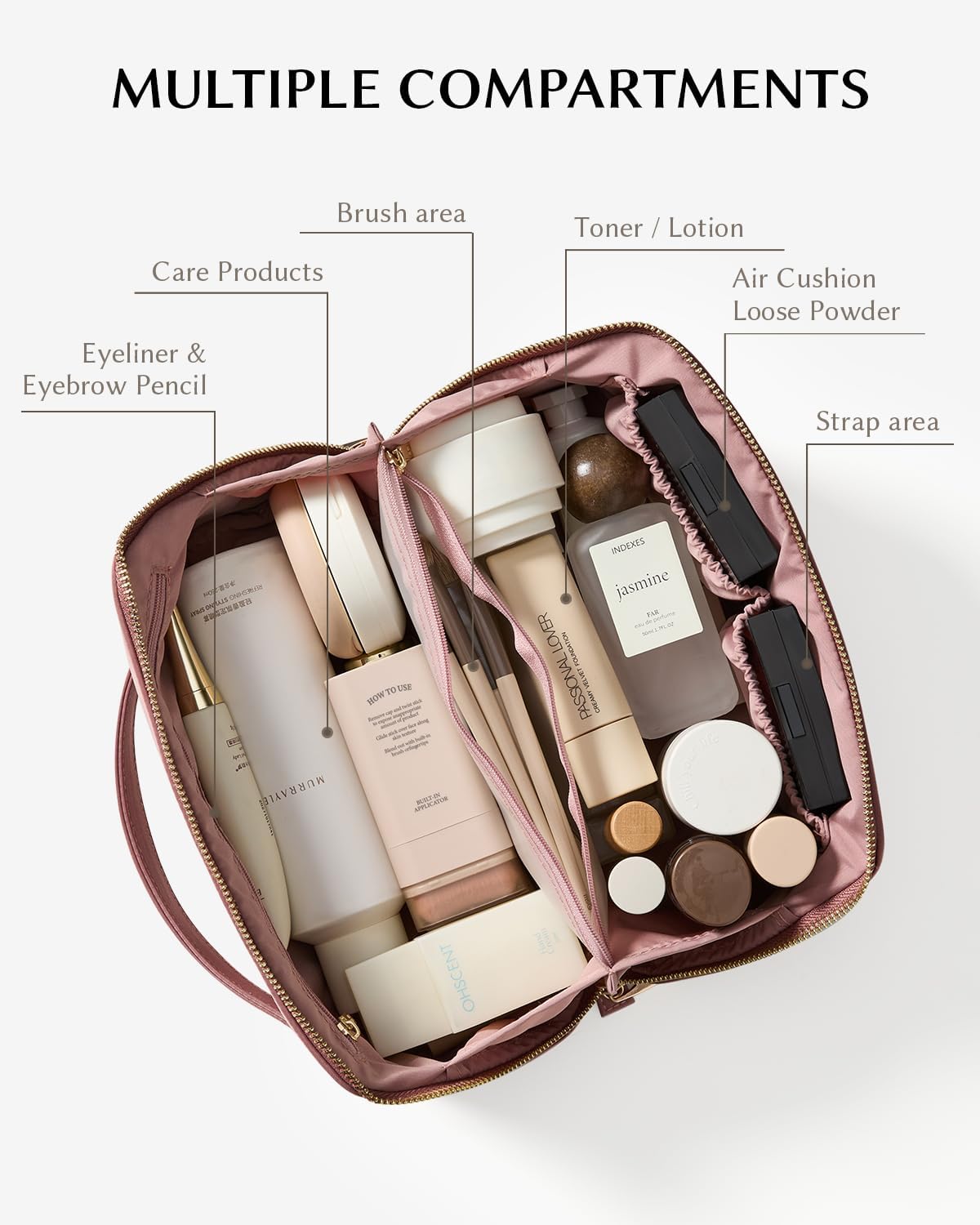 EACHY Travel Makeup Bag,Large Capacity Cosmetic Bags for Women,Waterproof Portable Pouch Open Flat Toiletry Bag Pattern Makeup Bag