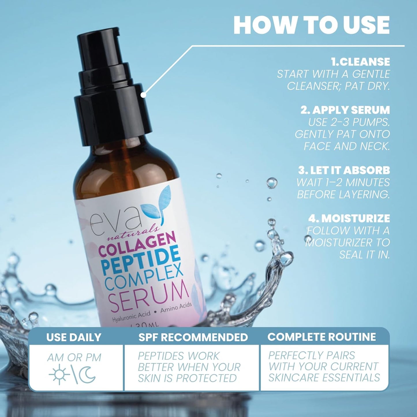 Collagen Peptide Serum for Face – Anti Aging Facial Treatment with Peptides & Hyaluronic Acid – Gentle Formula for Sensitive Skin, Microneedling Pen, Derma Roller, Skin Firming & Hydrating (1 Oz)