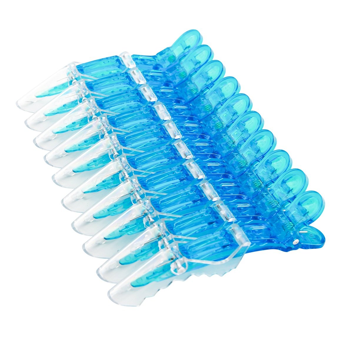 10pcs/set Multicolor Croc Alligator Clips - Transparent Plastic Hair Styling Sectioning Barrettes Non Slip Salon DIY Accessories Hairpins for Women and Girls (10pcs-Blue)