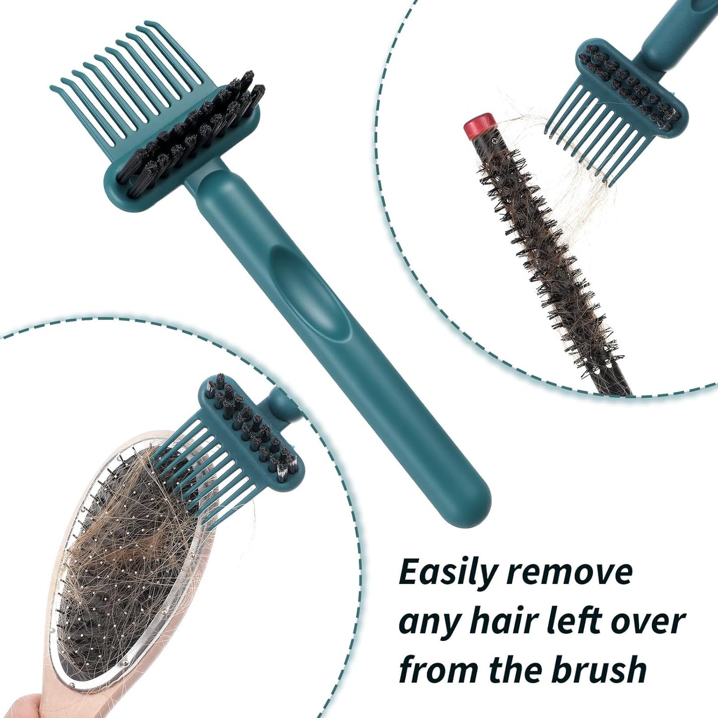 2Pcs 2-in-1 Hair Brush Cleaner and Remover Tools, Dual-Sided Comb Effective Hairbrush Cleaner for Removing Hair and Dust Home Salon Travel Use(Green)