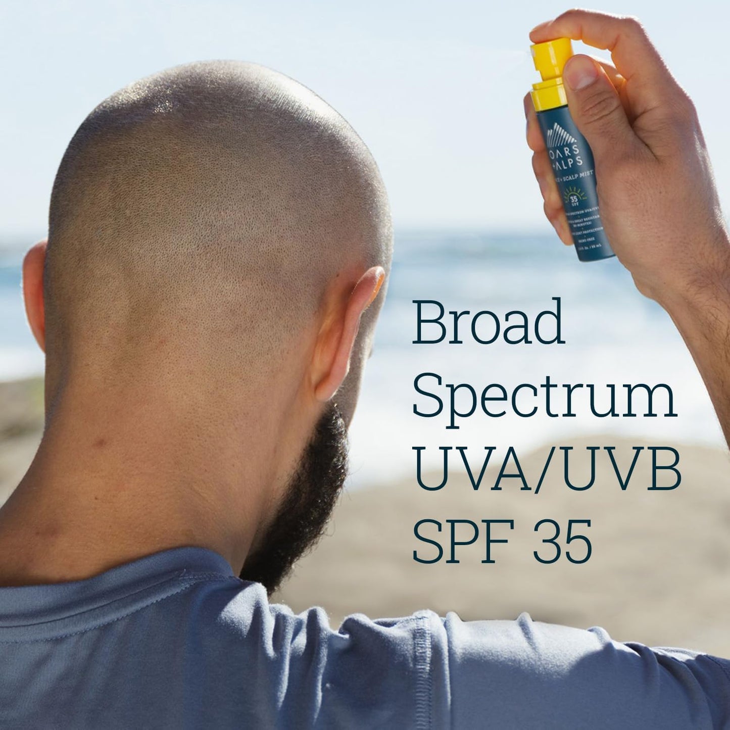 Oars + Alps Face & Scalp Sunscreen Spray Mist, SPF 35 Facial & Hair Sunscreen, Protects from Blue Light, Infused with Aloe Vera + Cucumber, Water & Sweat Resistant, Summer Splash Scent, 2pk