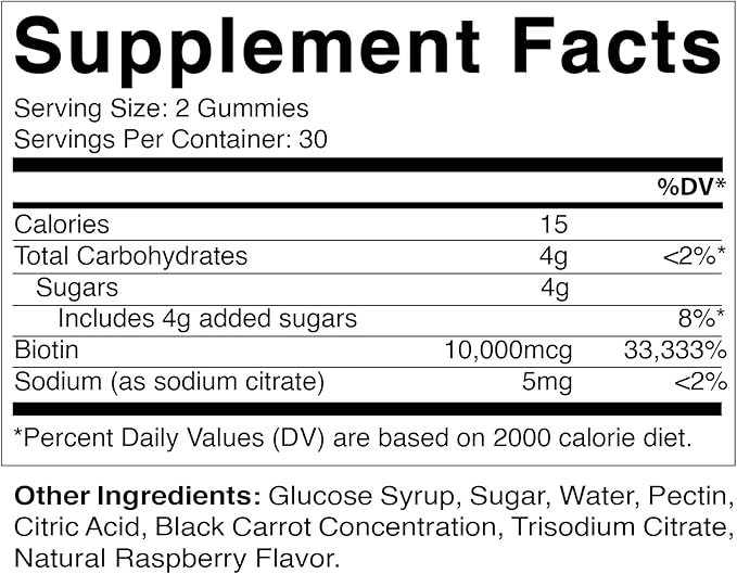 Vitamatic Biotin Gummies 10,000 mcg for Stronger Hair, Skin & Nails - 60 Vegan Gummies - Also Called Vitamin B7 (1 Bottle)