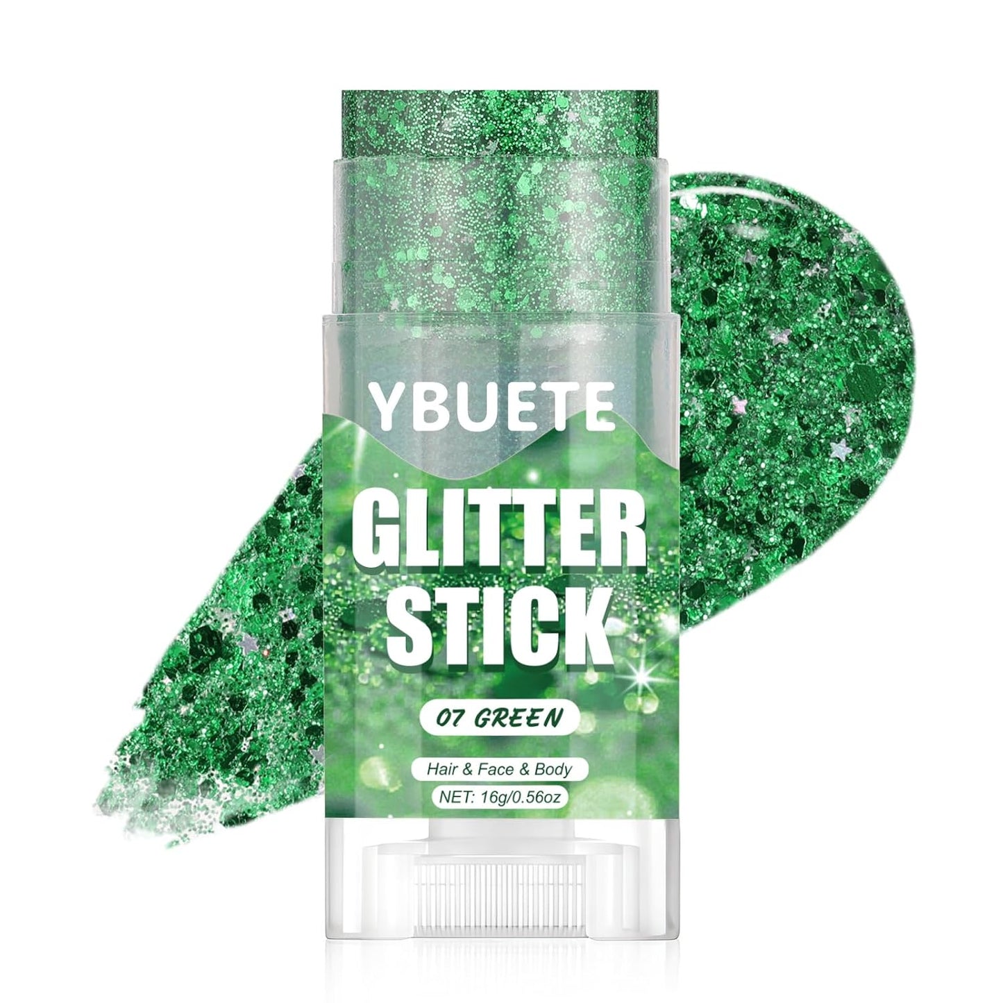 Green Face and Body Glitter Stick for Sparkling Makeup, Hair Glitter Accessories for Women, Highlighting Stick for Fairy Dust Makeup, Cheerful Face Glitter for Festive Parties and Carnivals