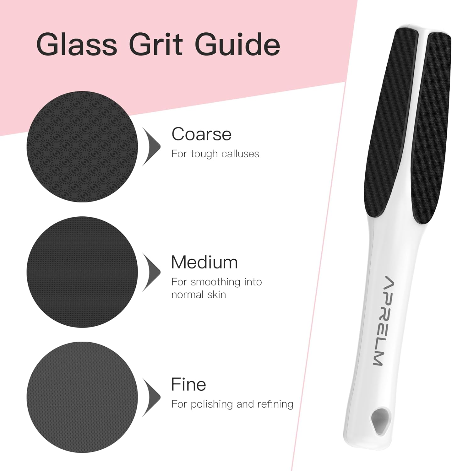 3-Sided Glass Foot Callus Remover, Professional 3-in-1(Coarse, Medium, Fine) Foot File, Pedicure Tools for Feet Hard Skin Smooth Polishing (White)