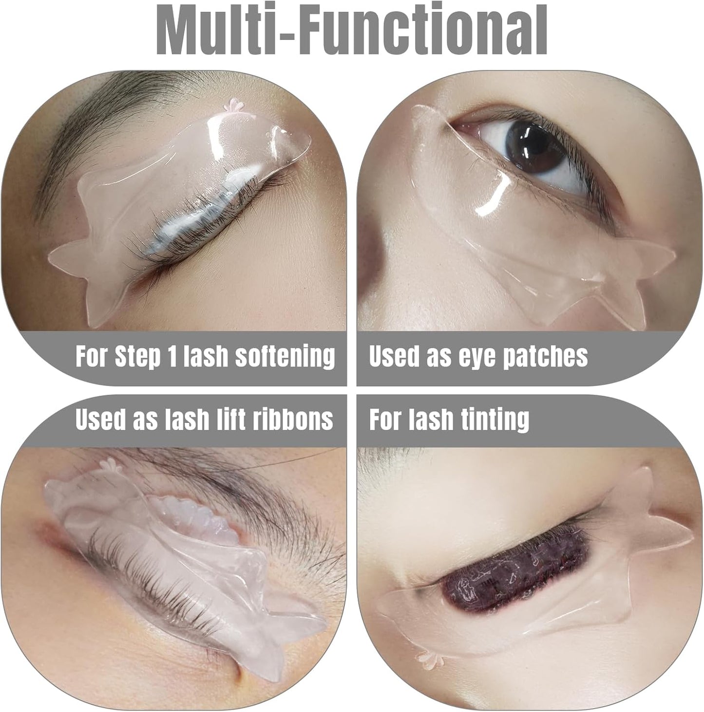 Libeauty Flat Lash Lift Shields, Ultra Thin Korean Flat Shields for Step 1 Perm/Lift, Flexible Use as Eye Patches or Lift Ribbon, Dolphin-Shaped Design for Easy Pick Up Clear