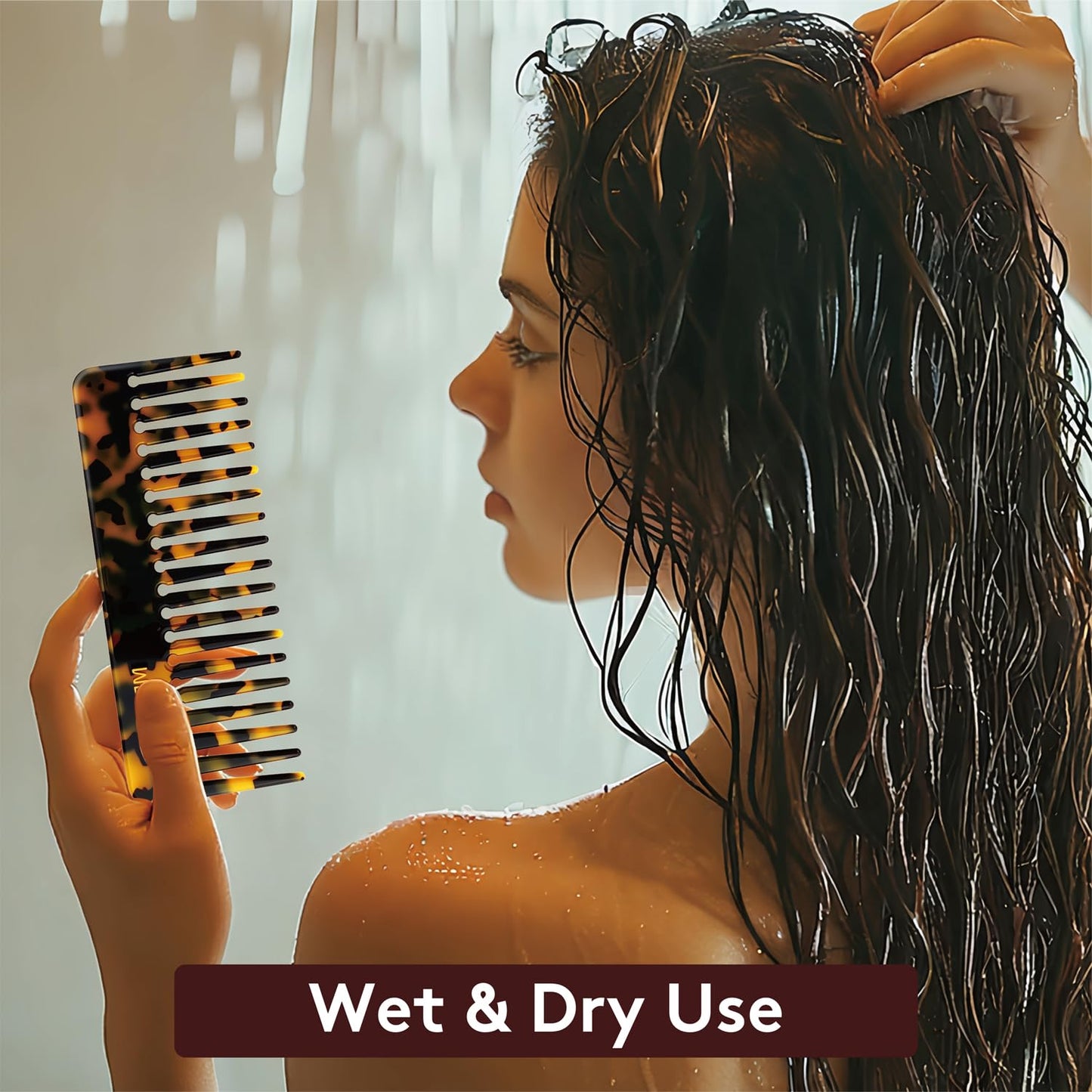 Wide Tooth Comb for Curls & Thick Hair - Large Detangling Comb for Women, 6 Inch Full-hand Length Acetate (Anti-Static), Wet/Dry Use, Reduces Breakage, (Tokyo)