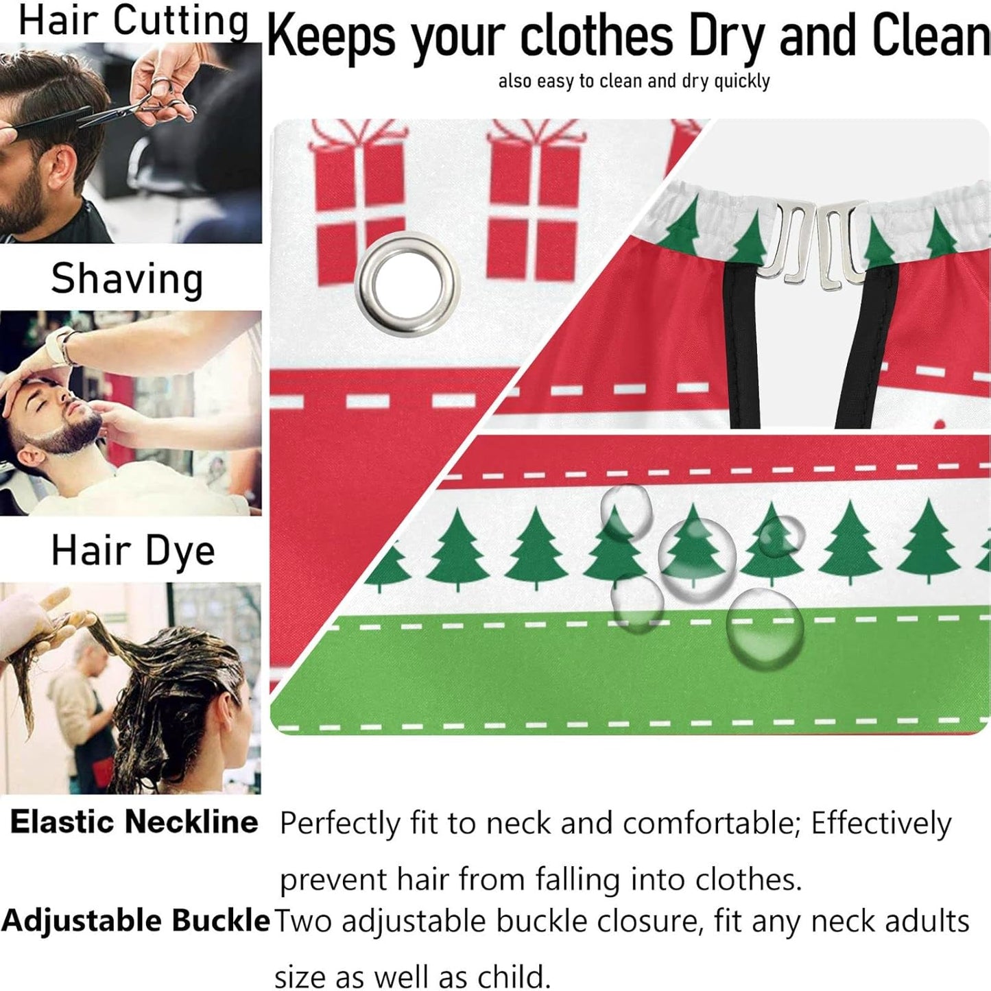 visesunny Barber Cape Christmas Seamless Pattern Polyester Hair Cutting Salon Cape Apron Anti-Static Haircut Water-Resistant Shaving Cloth Beard Shaving Bib Hairdressing Cape