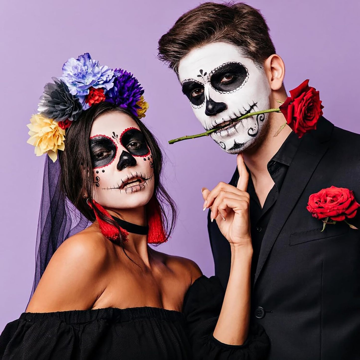 Mysense Black&White Face Body Hair Paint Stick,Water Based Washable Temporary Hair Color,Non-toxic Cream Body Paint for Adults and Kids Halloween SFX Cosplay Clown Skull Zombie Makeup,0.5oz/pc