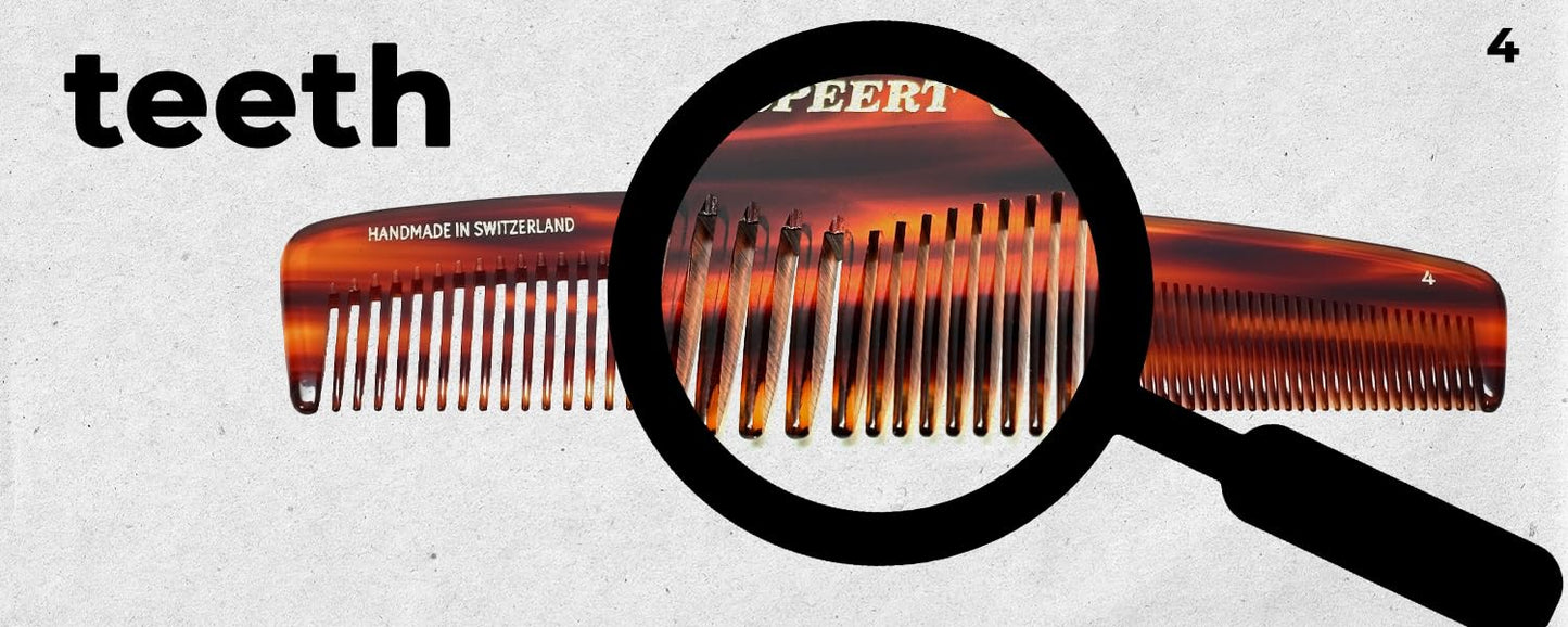 #4 Handmade Wide Narrow Tooth Comb Tortoise Havana Acetate Thick Coarse Curly Thin Fine Straight Hair Detangling Parting Grooming Teasing Styling Hairdresser Barber Hairdressing Wet Dry Pocket