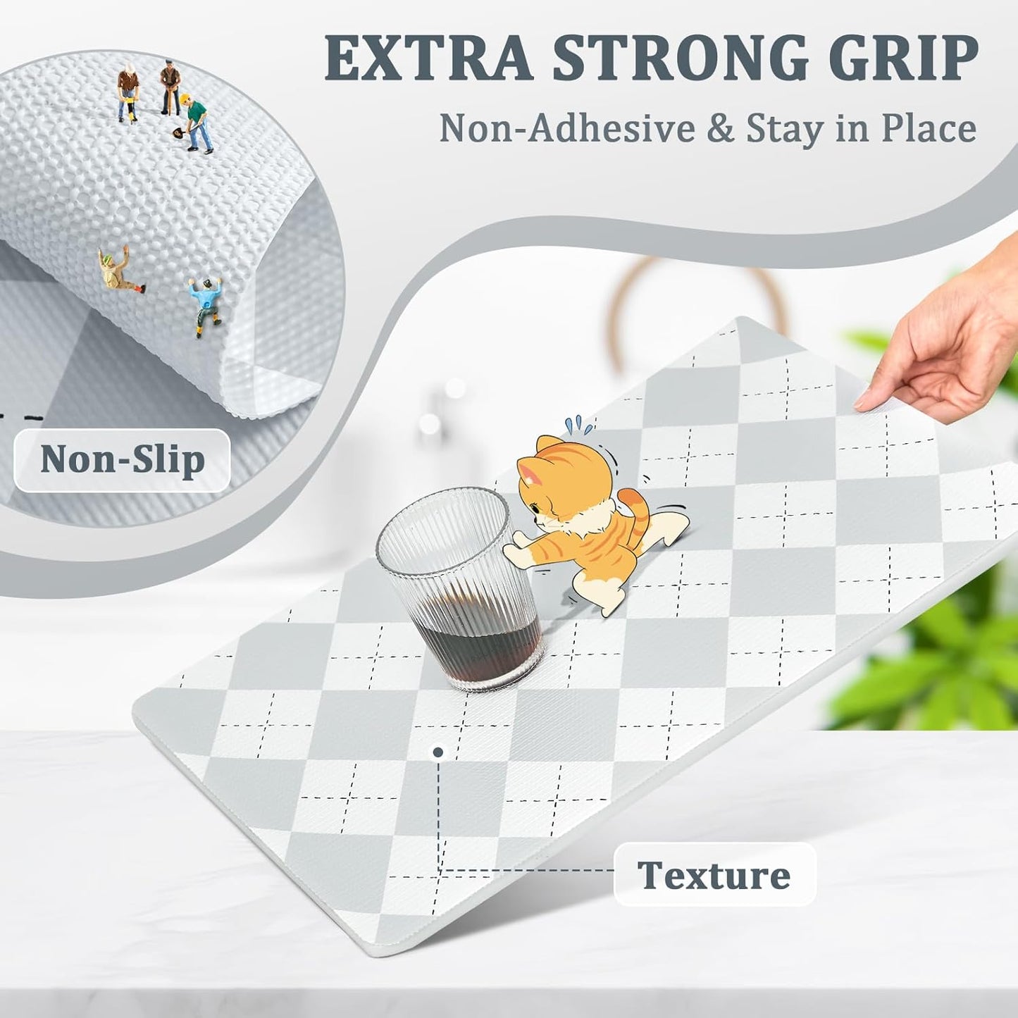 Shelf Liner for Kitchen Cabinets Non-Adhesive Non-Slip Drawer Liners for Dresser, 12" x 120" Waterproof Washable Paper, Durable Protector Mat for Pantry Shelves Cupboards, Light Grey