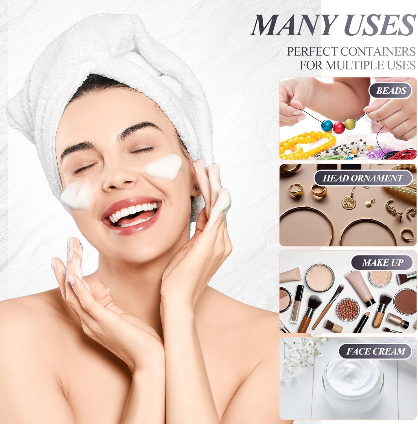 SATINIOR 6 Pack 12 oz Plastic Jars Containers with Lids Wide-mouth Refillable Leakproof Reusable Round Empty Jars for Travel Cosmetic Dry Food Spice Cookie Candy Home Kitchen Organizing(Black)