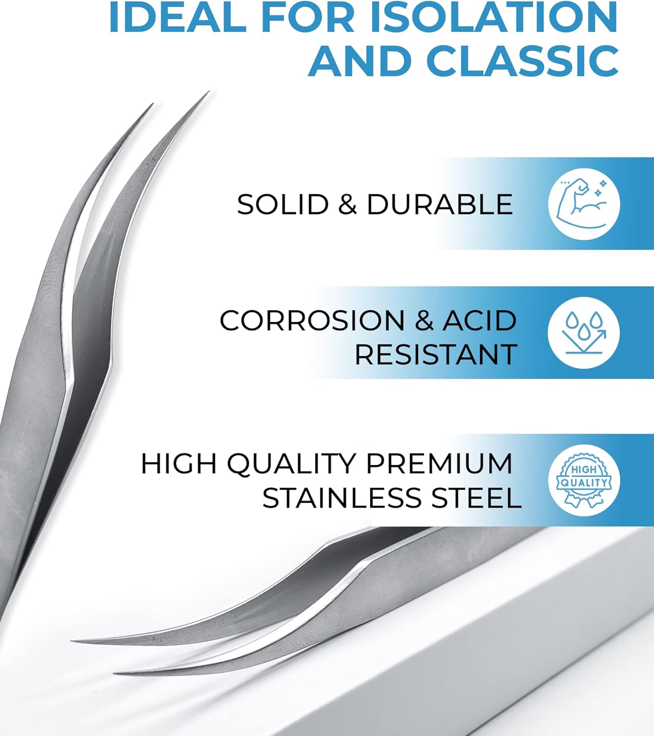 Stacy Lash STL-1 Isolation Eyelash Extension Tweezers/Supplies for Classic Extensions & Individual False Lashes/Eyelashes Separator Tool/Precision Tools/Beauty Accessories/Sharp Tweezer Tip