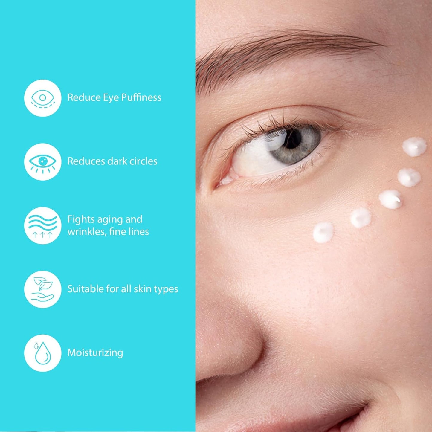 Retinol Eye Cream - Eye Serum for Dark Circles & Puffiness Anti-Aging - Under Eye Cream with Hyaluronic Acid & Caffeine to Reduce Wrinkles & Repair the Eye Area (15ml)