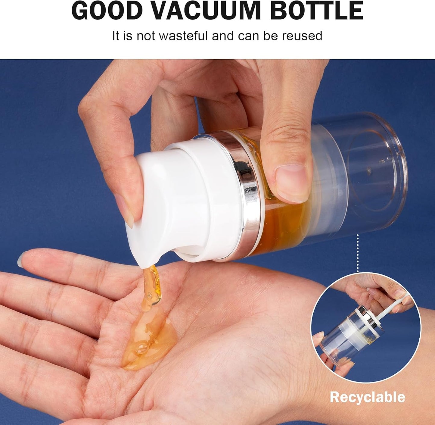 Cosywell Airless Pump Jars 1.7oz/50ml 2 Pack Pump Bottle Dispenser Empty Moisturizer airless Pump Bottles Cosmetic Pump Container Travel Pump Bottles for Toiletries Shampoo Lotion and Cream Clear