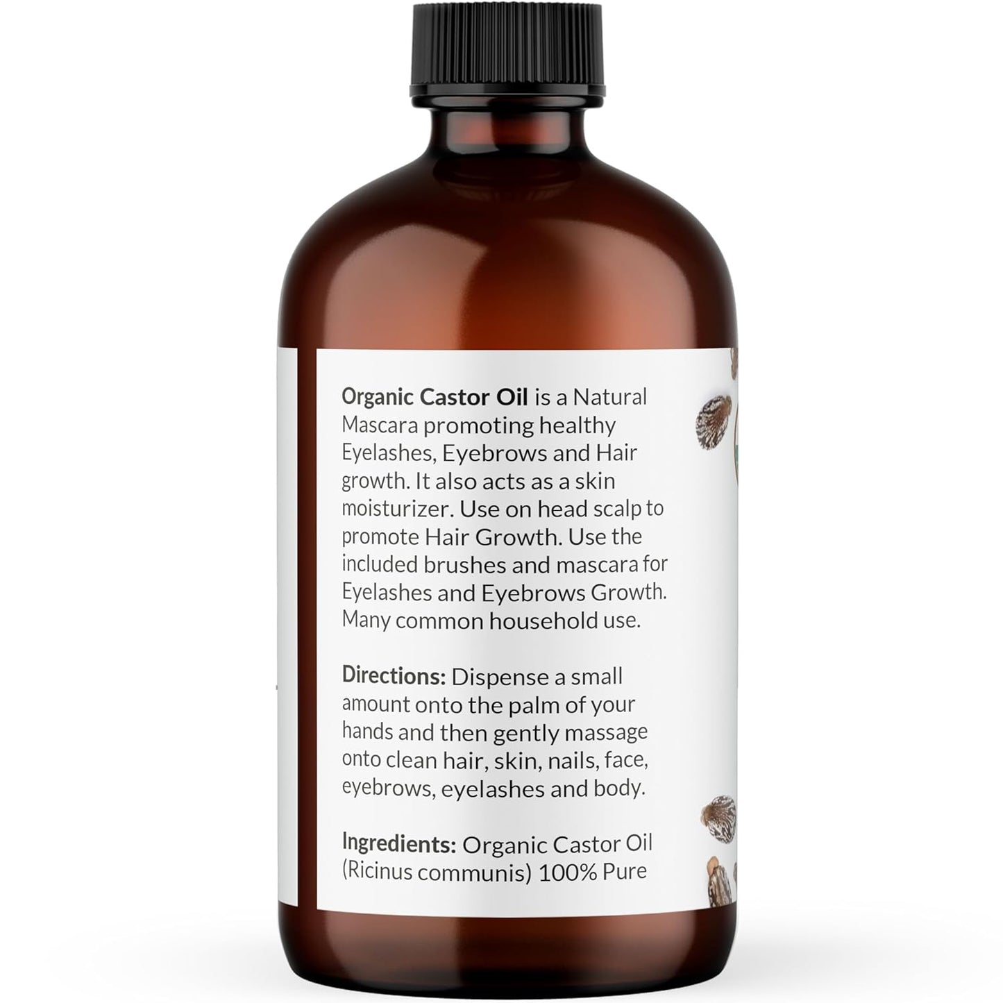 NaturoBliss Castor Oil Organic (4oz), 100% Pure, Cold Pressed, Hexane Free. Volumizing Serum for Hair, Eyelashes, Eyebrows. Hair Treatment Starter Kit & Skin Moisturizer