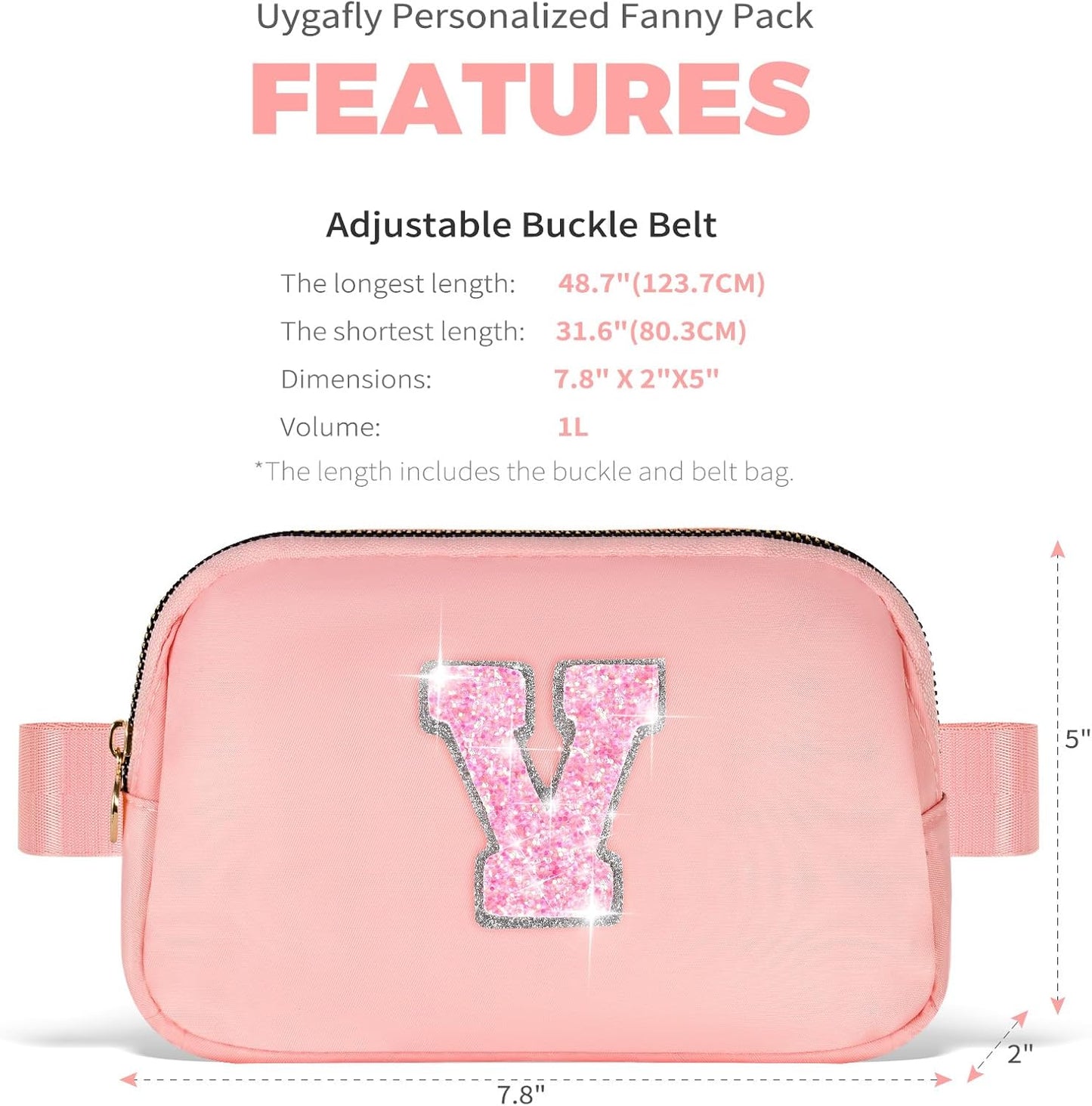 Gifts for Girls & Kids - Birthday Gifts for Daughter & Sister, Essentials for Her, Travel Essentials, Cute Teen Trendy Stuff Waist Packs Belt Bag Crossbody Bag | Peach, Initial V