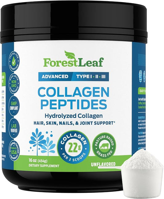 Collagen Peptides Powder Unflavored - Hydrolyzed Collagen Protein Powder Type 1, 2 & 3 - Grass Fed Keto Collagen Powder for Women & Men - Vital Hair, Skin, Nails, Joints, Recovery, 11g Per Serving