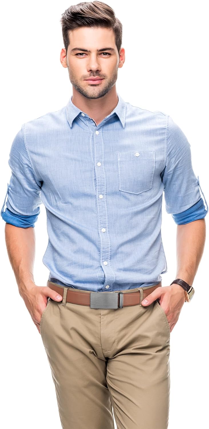 Zitahli Belt Men, Ratchet Belt Dress with 1 3/8" Premium Leather,Slide Belt with Easier Adjustable Automatic Buckle
