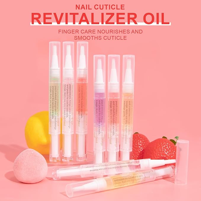 Meschett 3PCS Nail Cuticle Oil Pens with Nail File, Cuticle Oil for Nails from Natural, Nail Oil Cuticle for Cracked and Dry Nail(Lavender & Watermelon & Osmanthus flowers Flavor)