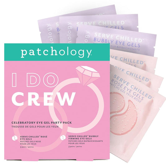Patchology Hydrating Under Eye Gel Patches – I Do Crew Bridesmaid Gift Set with Rosé & Bubbly Serve Chilled Eye Masks (6 Count) – Cooling, Depuffing Skincare for Bridal Prep, Gifting & Self-Care