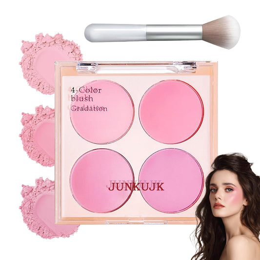 Shimmer Silky Matte Blush Powder Palette, Professional Cute Face Contour Highlighter with Blush Makeup Brush 02