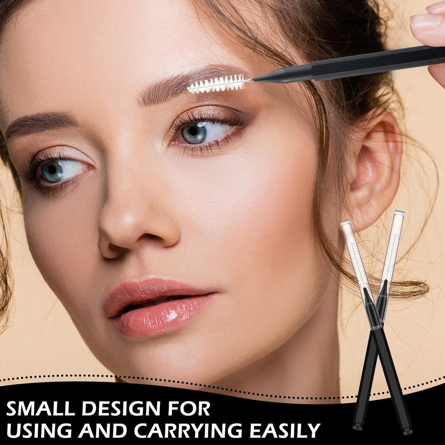 Patelai 150 Pieces Micro Eyebrow Brush with Cap Brow Lamination Spoolie Comb Lift Tools Lash Filler Eyelashes Extensions Eyebrows(Black)