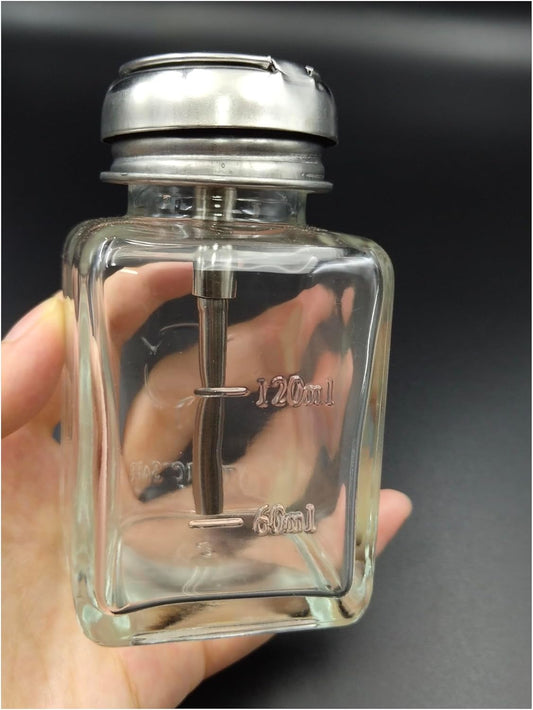 1 Pack 4 Oz Dispenser Bottle Glass Nail Polish Pump Empty