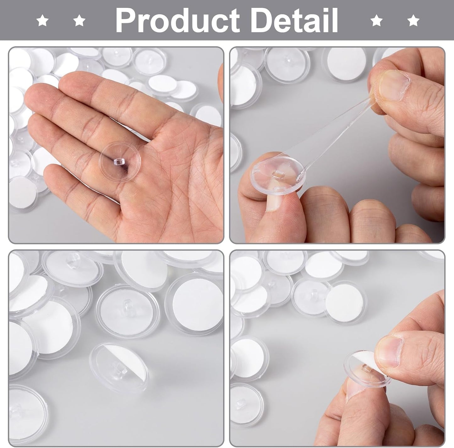 30 Pack Self-Adhesive Ceiling Hooks for Hanging, Sticky Damage-Free Transparent Ceiling Discs with Metal Hook, Removable Wall Hanger for Wedding Birthday Halloween Christams Decorations