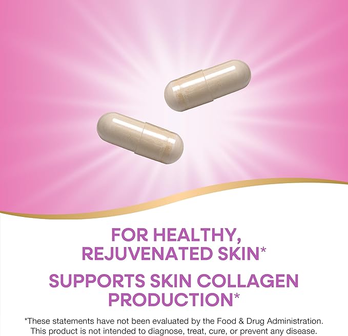 Nature's Way Hydraplenish, with Unique BioCell Collagen, Hyaluronic Acid, Promotes Collagen Production and Elasticity for Healthy Skin*, 60 Capsules (Packaging May Vary)