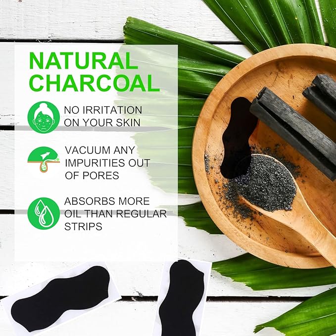 Pore Strips,Blackhead Remover,Black Heads Removal for Nose Face,Deep Cleansing Charcoal Strips,Pore Whiteheads Cleanser Strawberry Nose, Deep Cleansing for All Skin Types