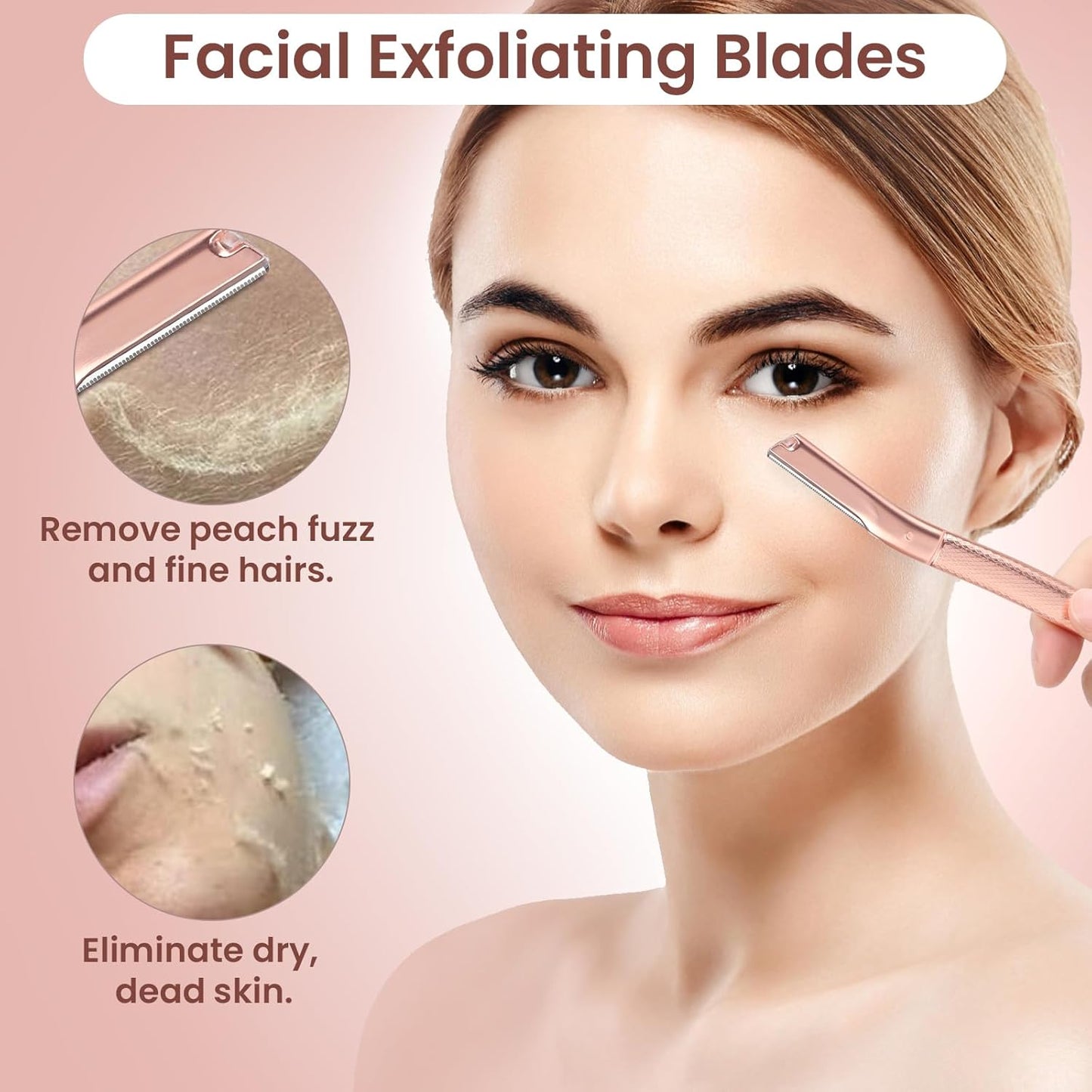 Dermaplaning Tool for Face, Dermaplane Razor for Peach Fuzz with Metal Grip, Professional Eyebrow Razor for Women, Facial Razor for Women Silver (12 Replaceable Blades)