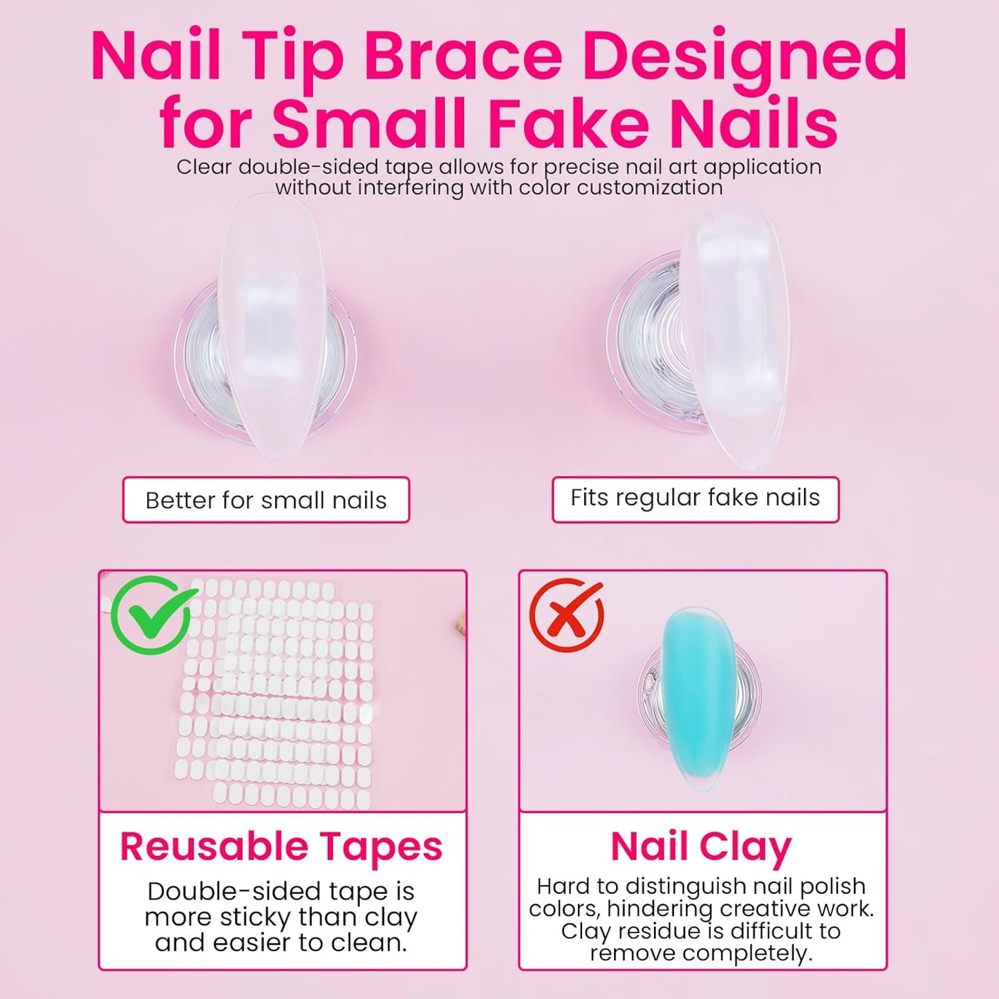 Nail Stand For Press On Acrylic Strong Magnetic Nail Holder Kit For Painting Nails Tip Arts Display Stand With 200 PCS Double-Sided Tape And 1 Heart Shaped Acrylic Magnetic Presson Stand