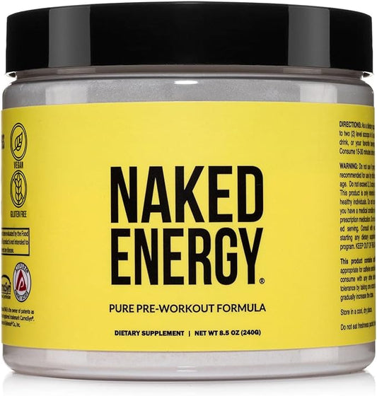 Naked Energy - Pure Pre Workout Powder for Men and Women, Vegan, Unflavored, Healthy Pre Workout - No Added Sweeteners, Colors Or Flavors - 50 Servings