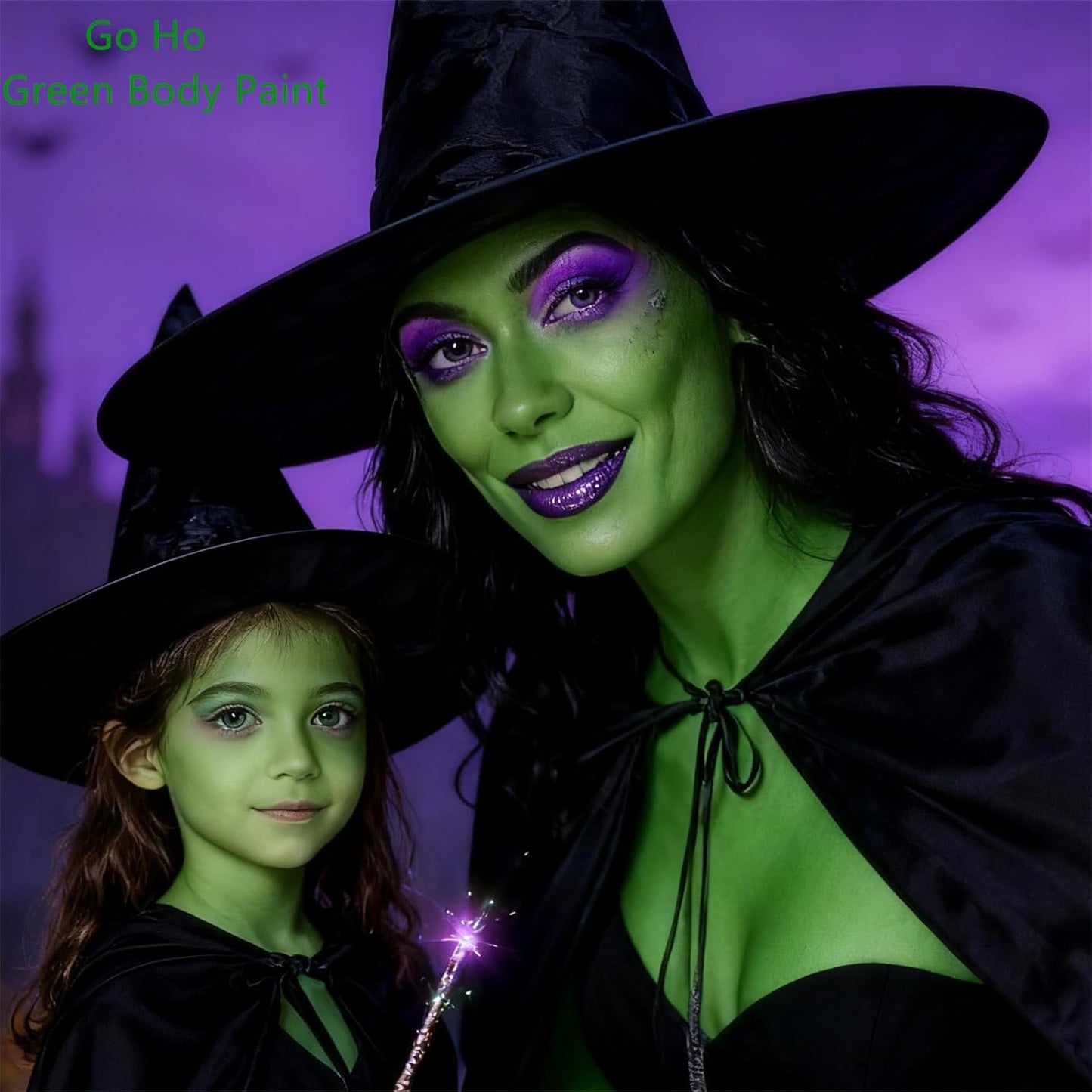 Go Ho Green Face Paint Stick,Water Based Cream Body Paint Washable,Highly Pigmented,Smooth and Safe for Skin,Halloween Cosplay SFX Makeup,Green Witch Costume Face Paint