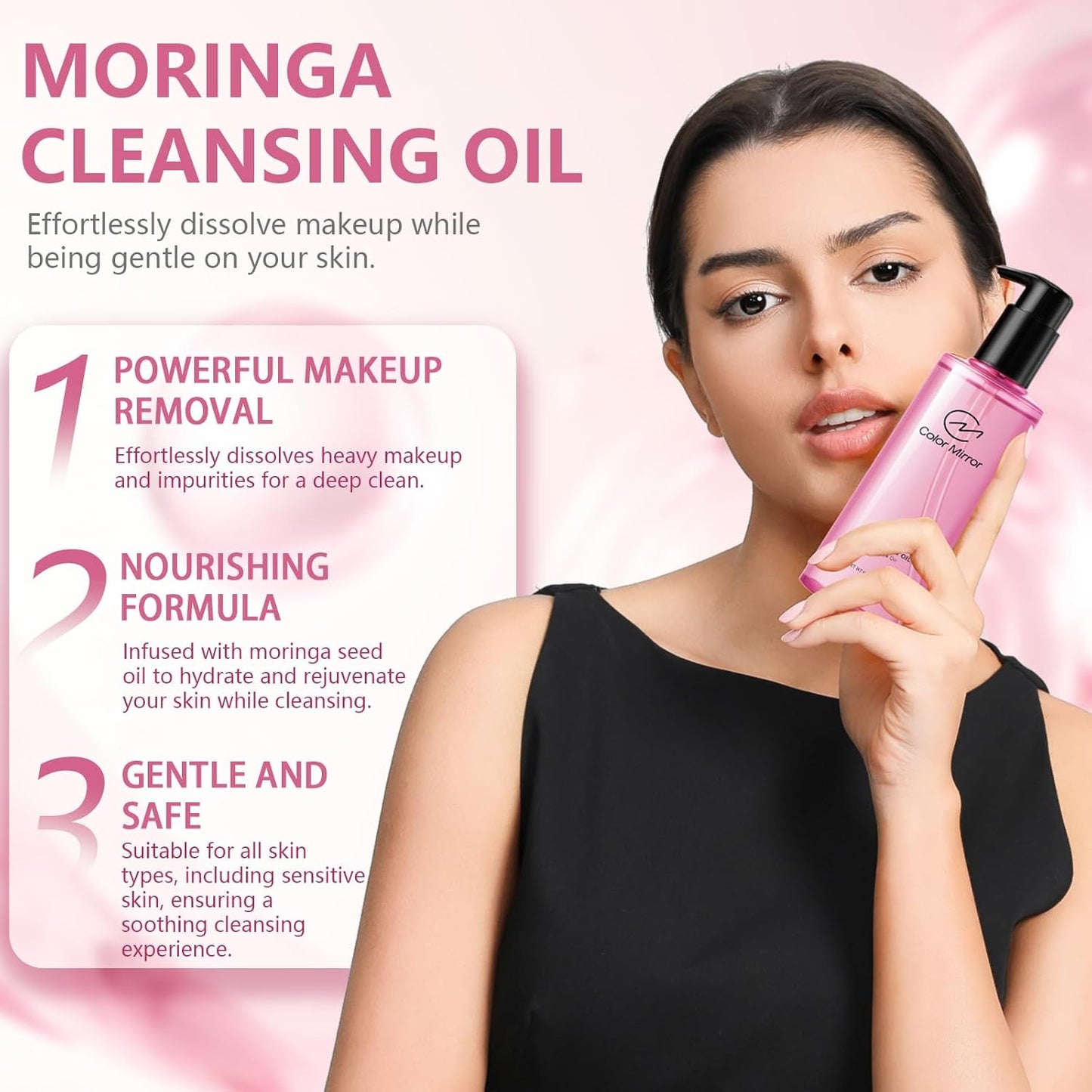 Moringa Blackhead Cleansing Oil, Suitable for Sensitive, Normal and Oily Skin, Lightweight Makeup Remover, Hydrating and Soothing Oil Cleanser, Low-Irritation, 6.76 fl oz (200ml)