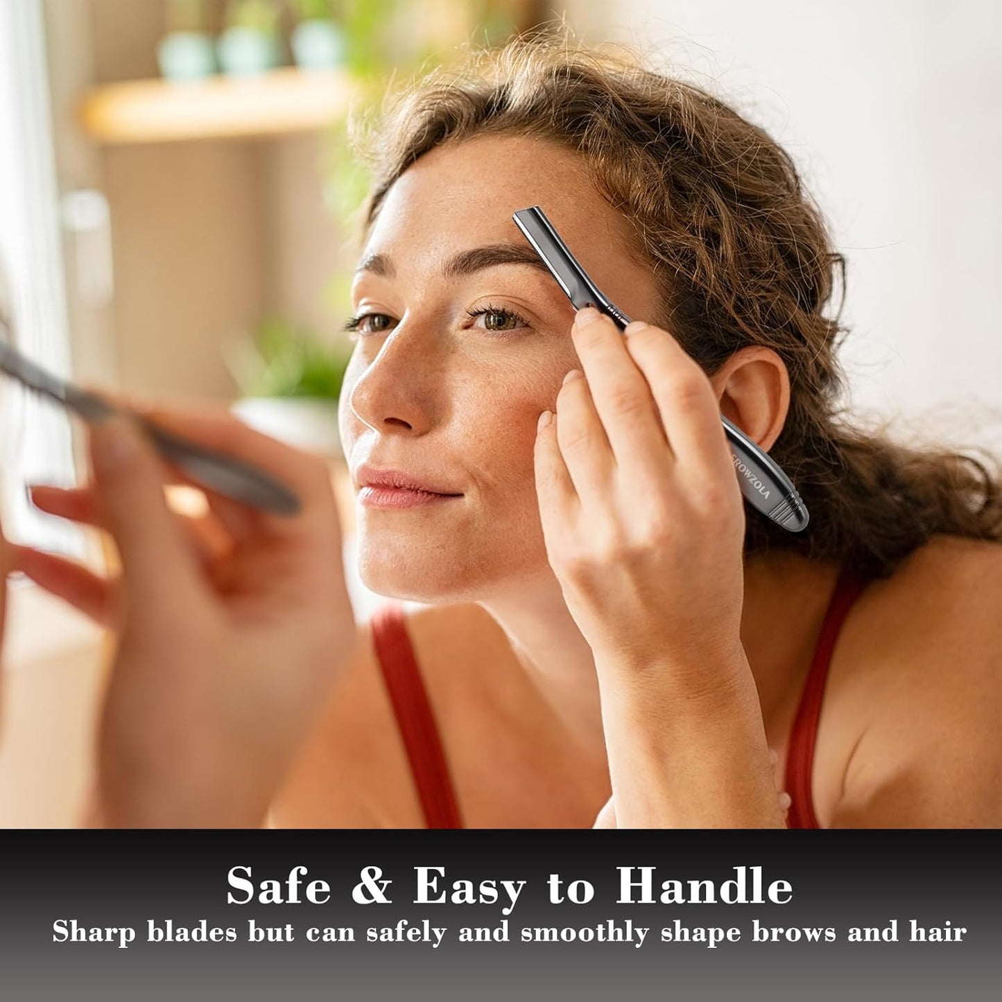 Eyebrow Razor for Women and Men, Face Razors for Women, Dermaplane Razor with Protective Silicone Cover, Reusable Metal Handle with 6 Refill Blades, Skin Care Tool - Matte Black