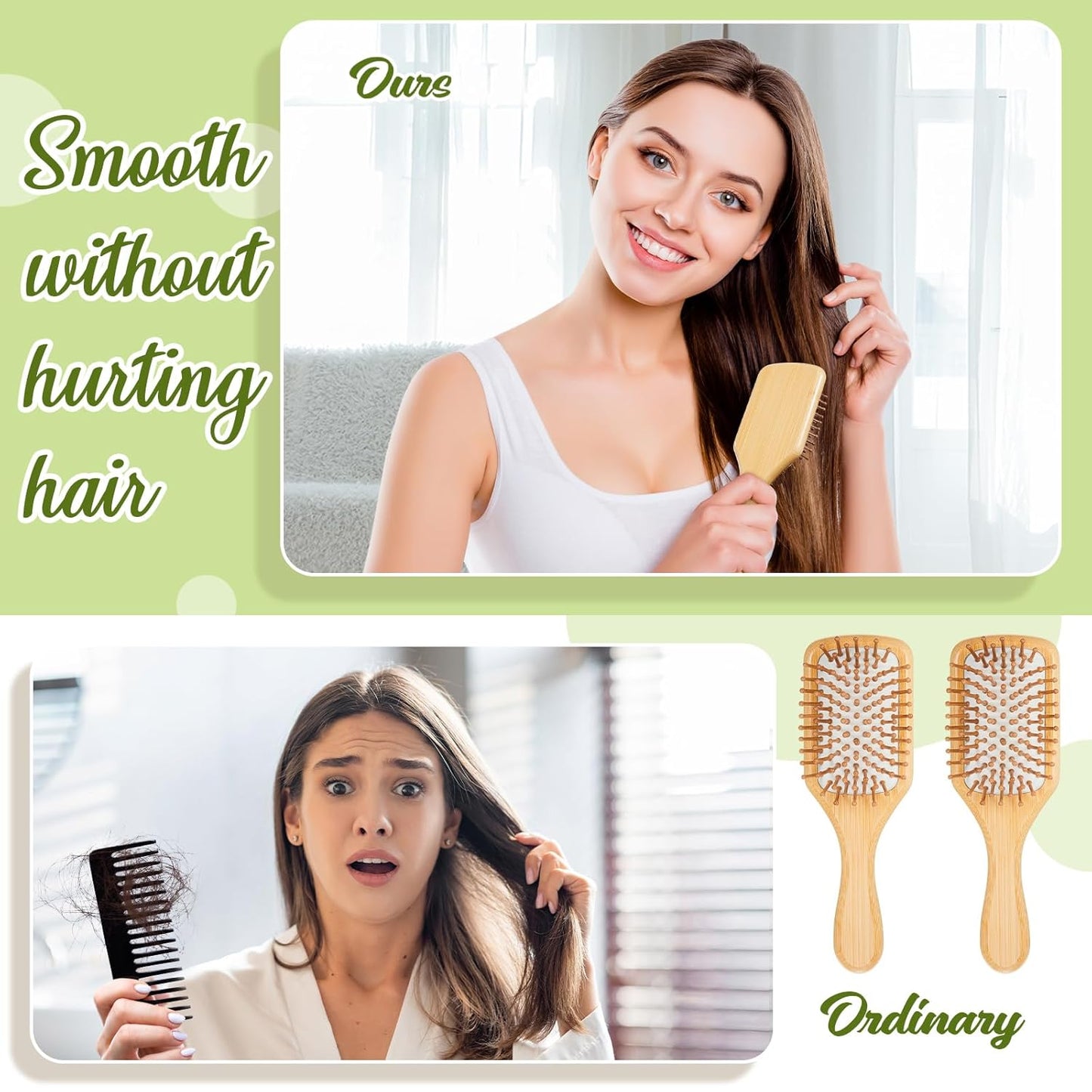 Tessco for you 12 Pcs Christmas Bamboo Hair Brushes Thanksgiving Bulk Wooden Paddle Brush Scalp Massage Bristle Anti Static Engraving DIY Gift for Women Wedding(7.87'' X 2.56'',White)