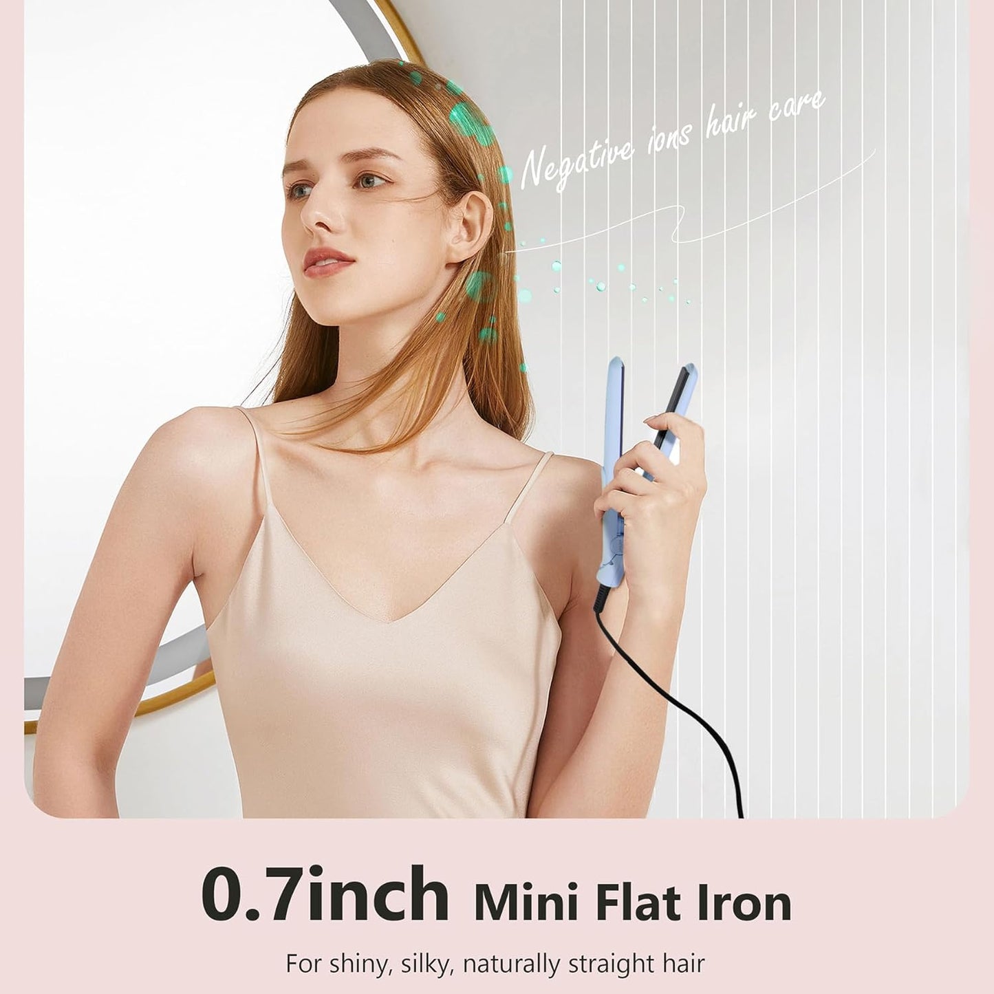 ANGENIL Pro Titanium Ceramic Mini Flat Iron for Short Hair,0.7 Inch Dual Voltage Travel Size Small Flat Iron,Suitable for Short Hair, Bangs, and Fine,20S Fast Heating 3 Temp (280℉- 320℉ -380℉)