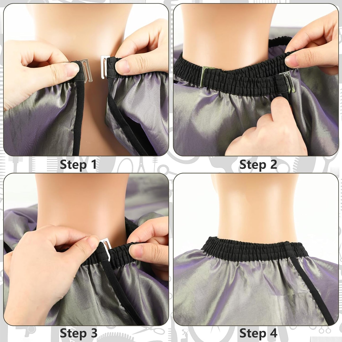 FEBSNOW Professional Hair Cutting Cape with Neck Duster Brush, Salon Barber Cape, Hair Cutting Accessories (Gray)