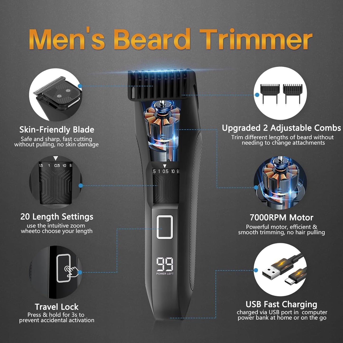 Manscape Beard Trimmer for Men, Groin & Body Hair Trimmer, Ball Shaver, Nose Hair Clippers, All-in-One IPX7 Waterproof Men's Wet/Dry Groomer Kit, Rechargeable with Travel Case, LED Display
