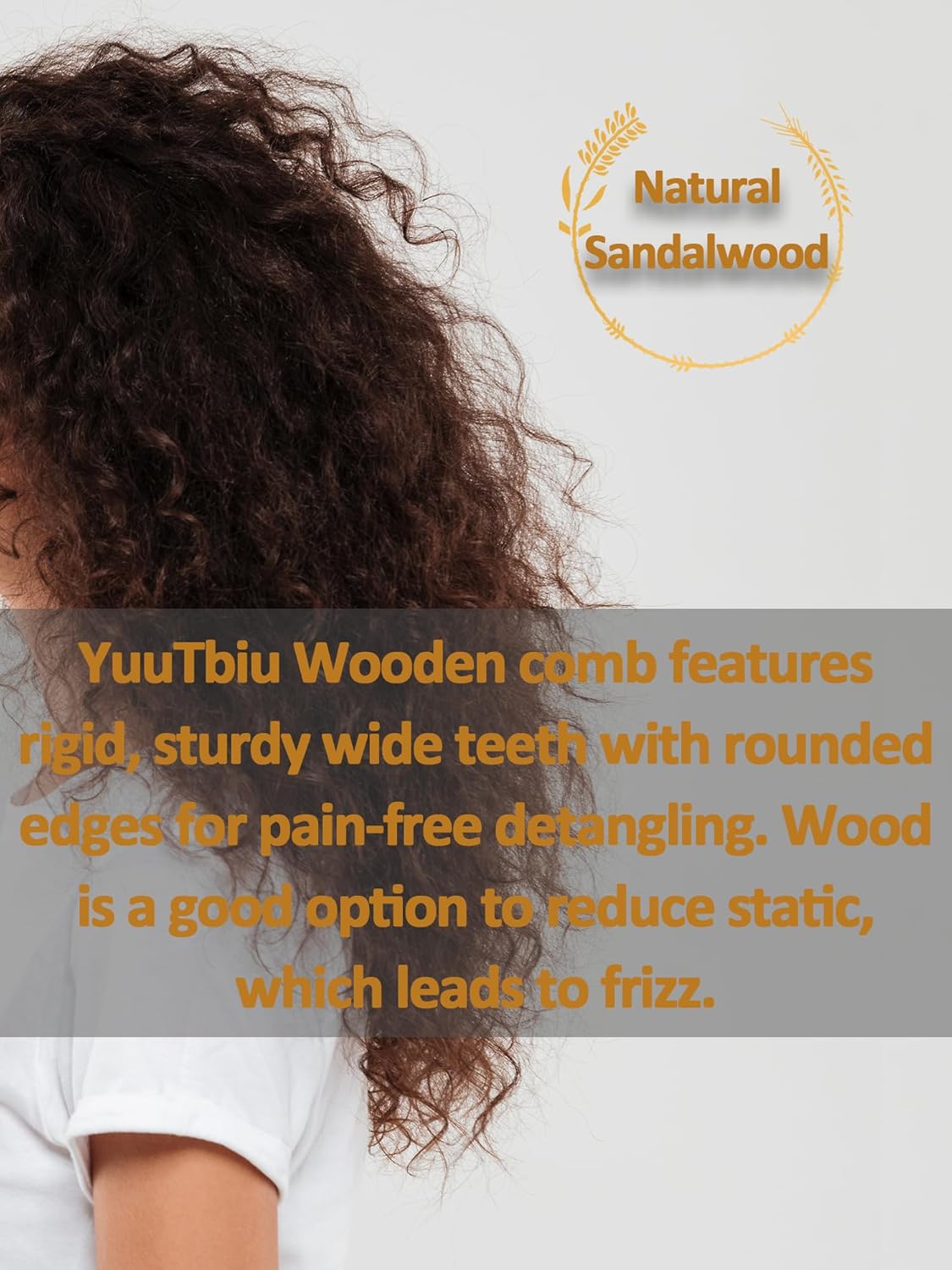 Green Sandalwood Wide Tooth Hair Comb with Handle - Detangling Brush for Curly/Coily Hair, Split Ends Repair & Gentle Scalp Care (Anti-Static Wooden Design)