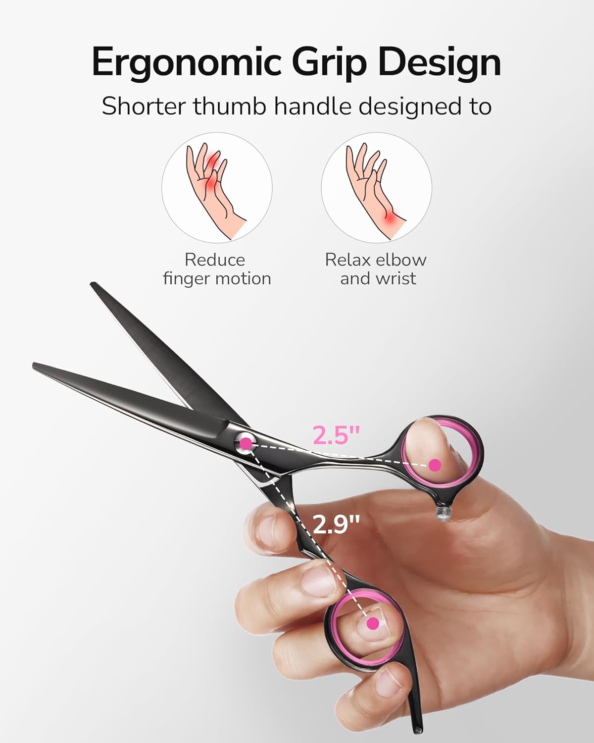 ULG Hair Cutting Scissors, Professional Hair Scissors 6.5 inch Right-Hand Razor Edge Barber Shears Salon Hair Cutting Shears Made of Japanese Stainless Steel, Hand Sharpened Black