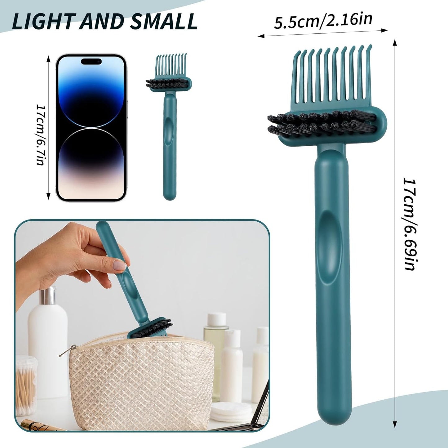 2Pcs 2-in-1 Hair Brush Cleaner and Remover Tools, Dual-Sided Comb Effective Hairbrush Cleaner for Removing Hair and Dust Home Salon Travel Use(Green)