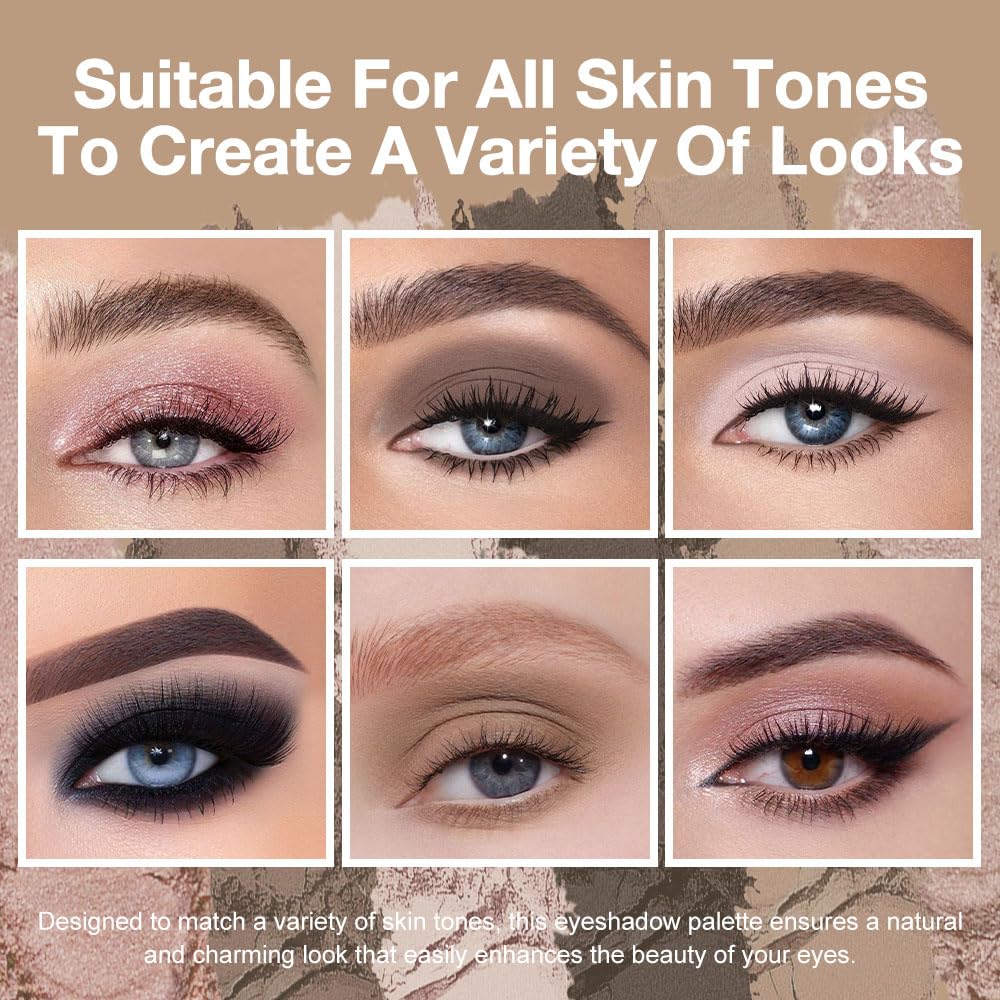 6 Color Eyeshadow Makeup Palette, 6 Rose Gold Dark Brown Nude Black Coffee Champagne Gold Eyeshadows Palette, Everyday Matte Shimmer Finish Eye Makeup Looks,Travel Friendly Size, Built-in Mirror 06#