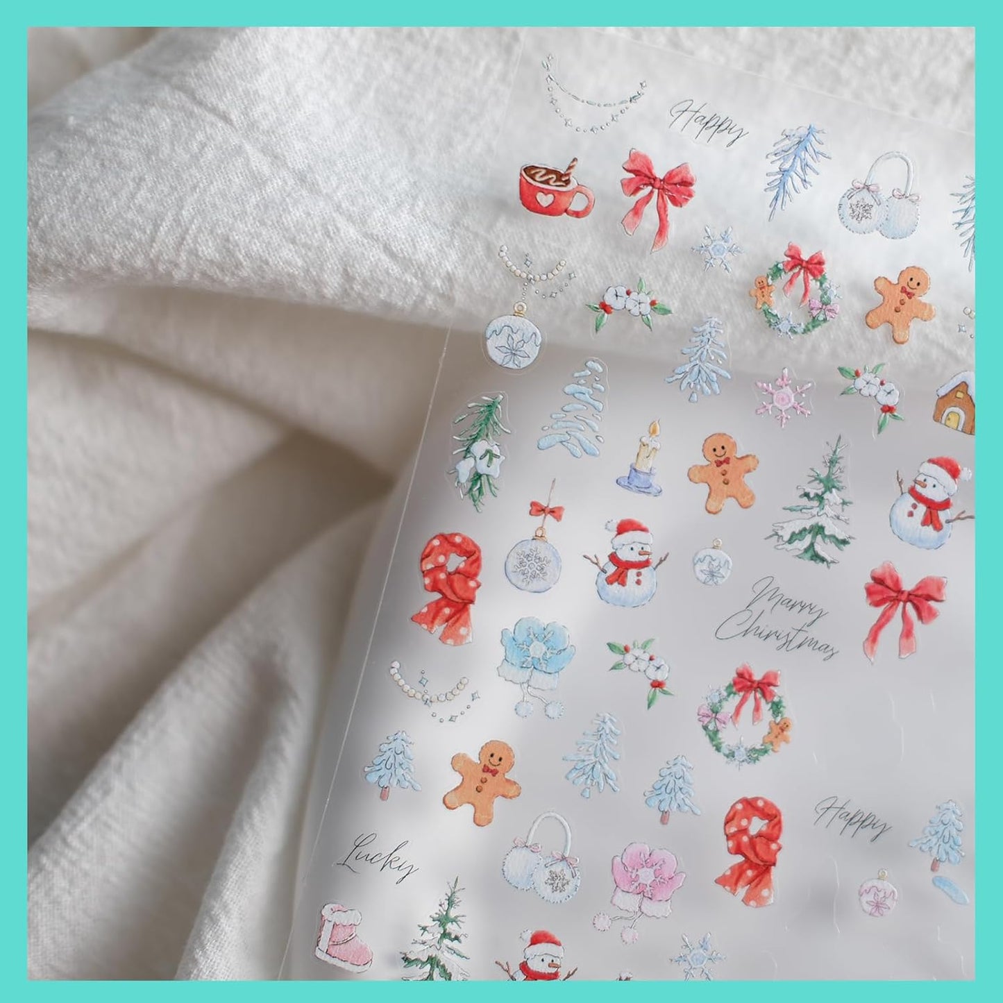 Christmas Cute Nail Stickers, Snow Decals, Art Design, Accessories for Women, Self-Adhesive Supplies