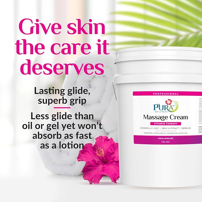 Vitamin Therapy Massage Cream, Massage Cream for Physical Therapy and Deep Tissue, Unscented, 5 Gallon