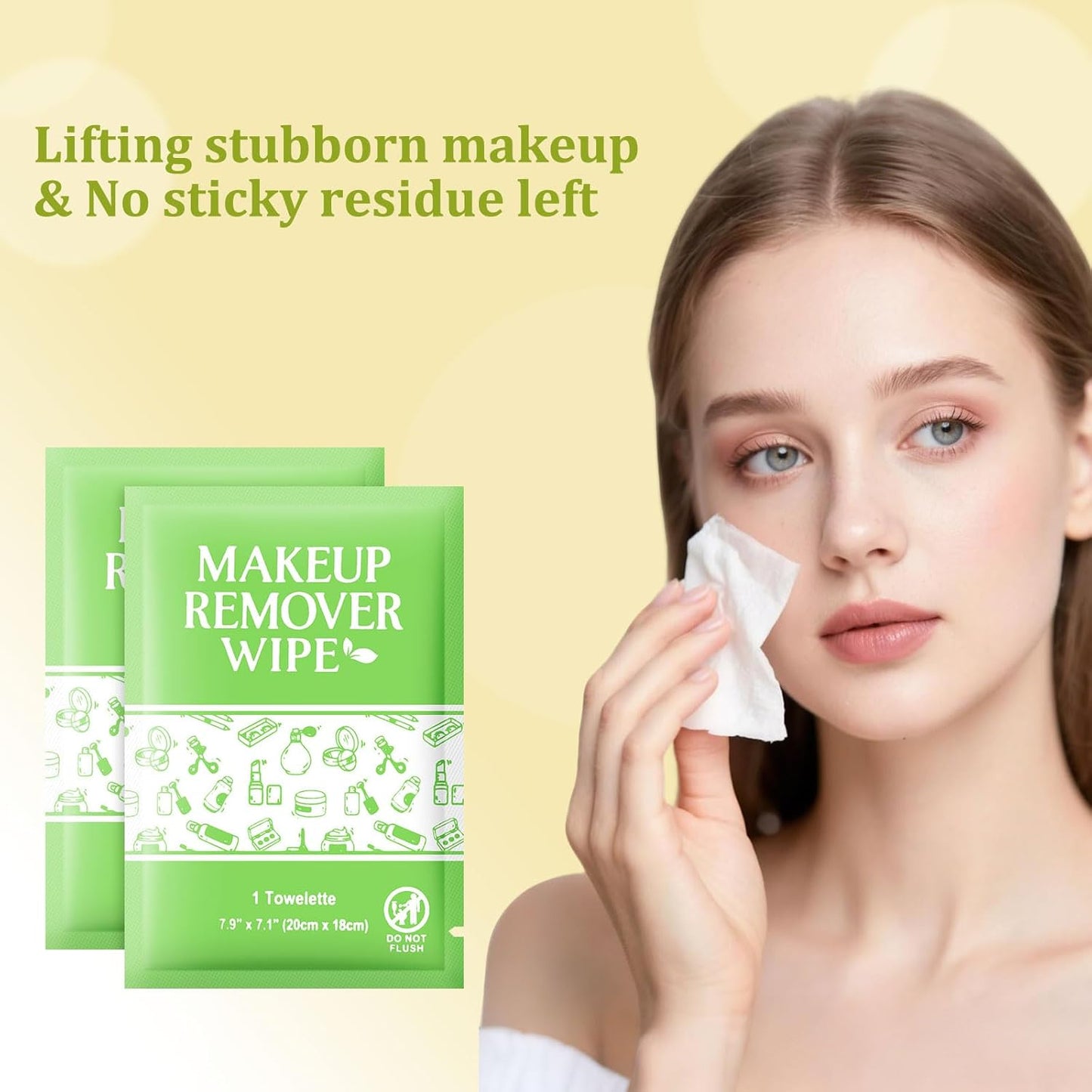 Makeup Remover Wipes Individually Wrapped, 100 Pcs Gentle Facial Cleansing Towelettes Alcohol Free, Perfect Travel Essential and Bachelorette, Wedding, Party Favor