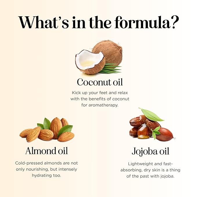 Vanilla Sensual Massage Oil for Couples - Relaxing Full Body Massage Oil for Date Night with Moisturizing Coconut and Sweet Almond Oil - Vegan Non Staining Non Greasy Silky Smooth Gliding Formula